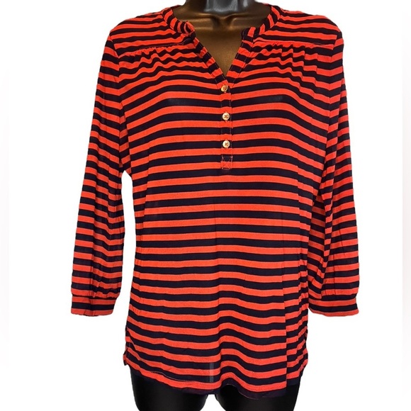 Outback Red Sheer Top navy blue & red/orange size M - Picture 1 of 10